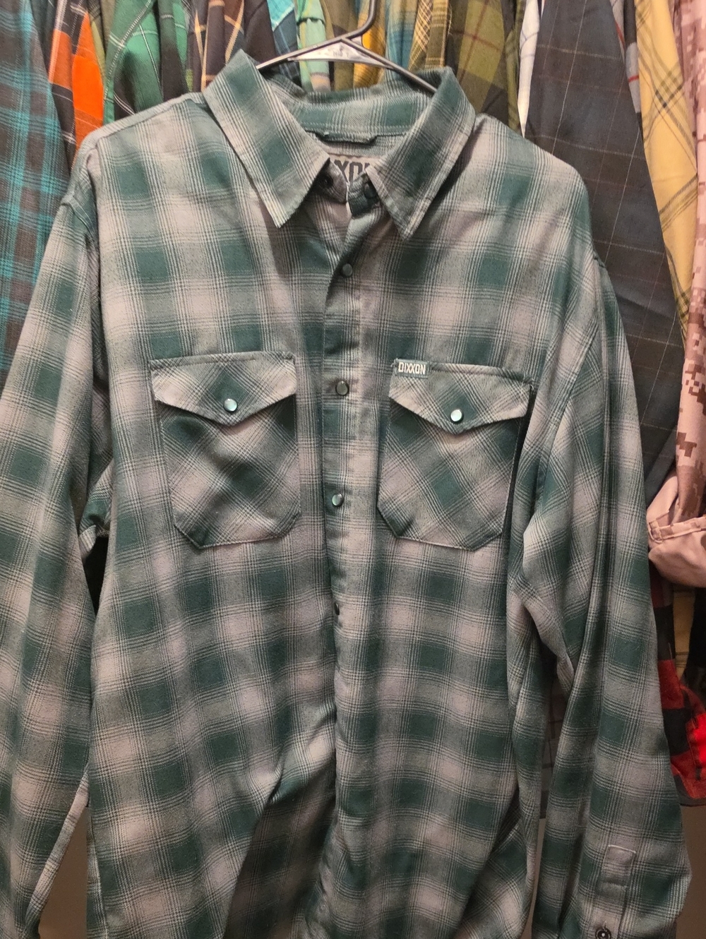 DIXXON The Bixby Men's Teal and White Plaid Button-Down Shirt